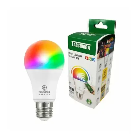 Lampada taschibra led smart rgb wifi 10w-controle por aplicativo no celular