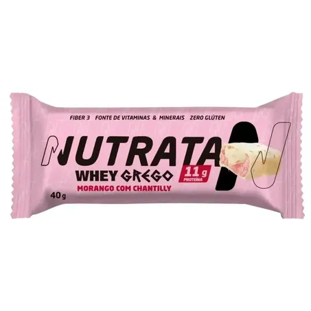 Barra de proteína Nutrata whey grego morango 40g