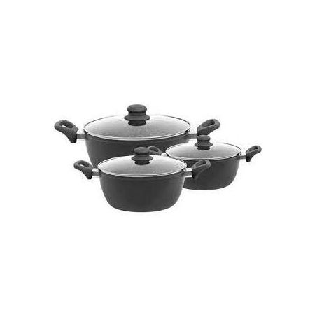 CONJUNTO PANELA MUNDIART CERÂMICA INDUÇÃO PRETA 3 PEÇAS BF0054