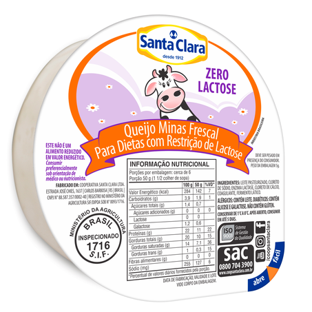 Queijo Minas Frescal Santa Clara Zero Lactose Kg