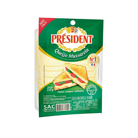 QUEIJO MUSSARELA PRESIDENT 150G FAT.EXTRAF.
