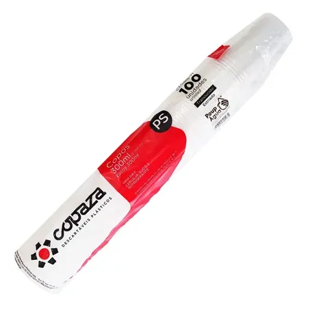 Copo Descartavel Copaza 300ml 100un Chopp Transparente