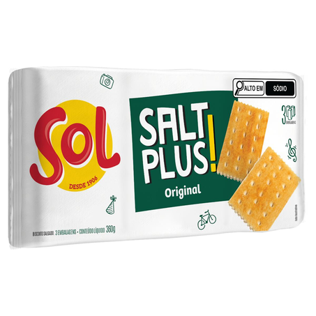 Biscoito Sol 360g - Salt Plus - Original