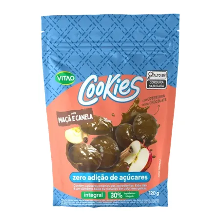 Cookies Zero Açúcar Maçã e Canela Coberto 120g - Vitao