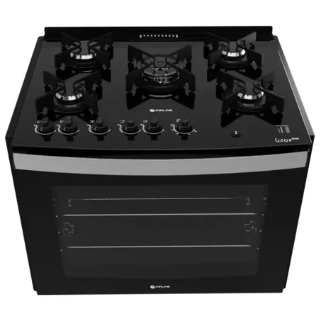 ATLAS FOGAO A GAS 5Q GLASS PRETO EMBUTIR 300000466 360-2