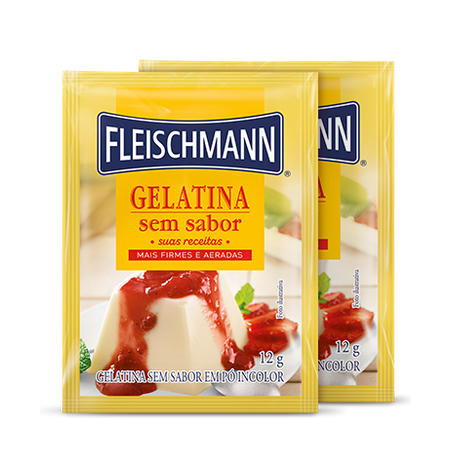 Gelatina fleischmann com 02 unidades de 12g sem sabor