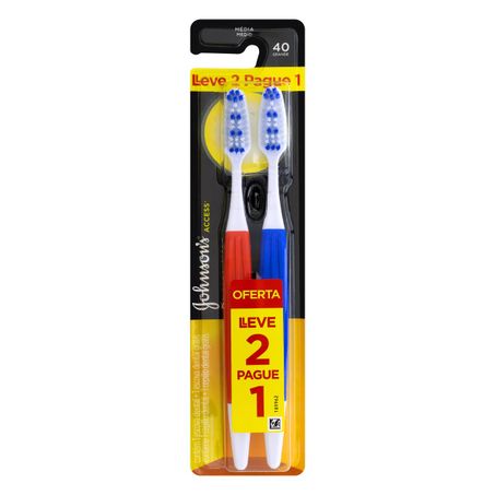 ESCOVA DENTAL MÉDIA JOHNSON'S ACCESS 40 GRANDE LEVE 2 PAGUE 1 UNIDADE