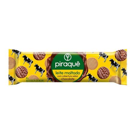 BISCOITO PIRAQUE 80G LEITE MALTADO/COB.CHOC.