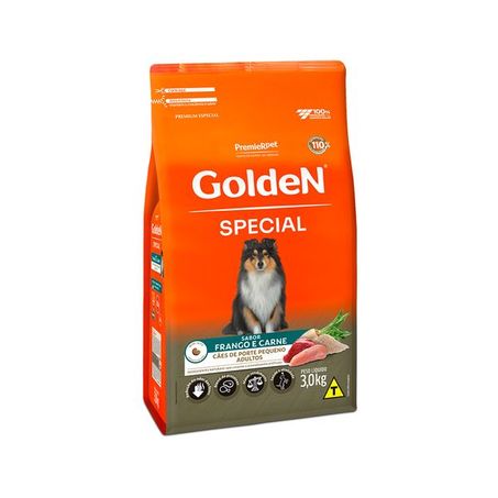 Ração Golden Special para Cães Adultos de Porte Pequeno Sabor Frango e Carne 3Kg