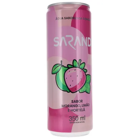 ÁGUA SABORIZADA COM GÁS SARANDI MORANGO, LIMÃO E HORTELÃ LATA 350ML 360-34