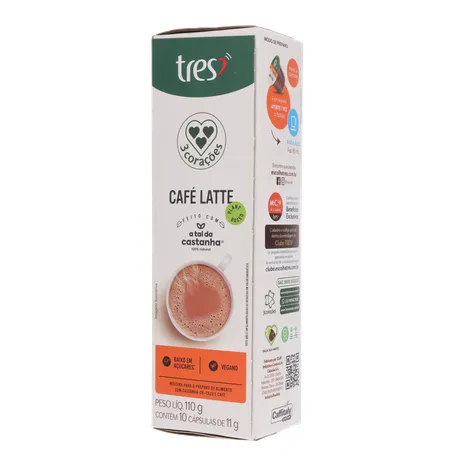 Café com Leite em Cápsula 3corações Latte Vegano Caixa com 10un - 110gr 360-3