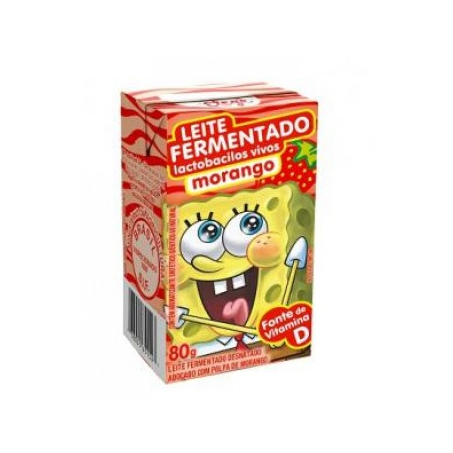 Leite fermentado elegê bob esponja morango caixa 80g
