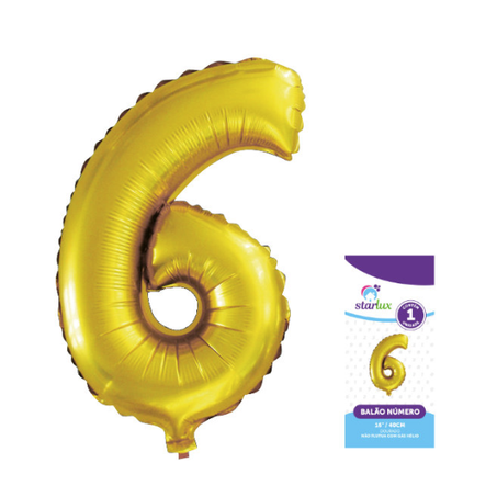 Balao starlux metalizado dourado 40cm n6
