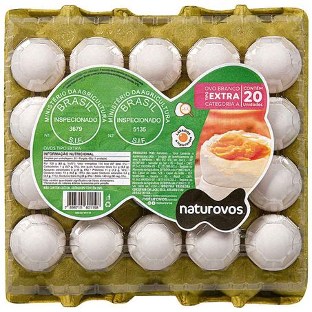 Ovos Branco Naturovos BDJ 20un