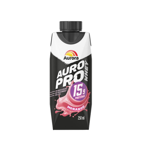 BEBIDA LÁCTEA AURORA AURO PRO WHEY MORANGO UHT 250ML