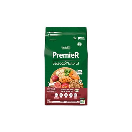 Ração Premier Seleção Natural Cães Adultos Raças Pequenas Frango com Batata Doce 2,5Kg