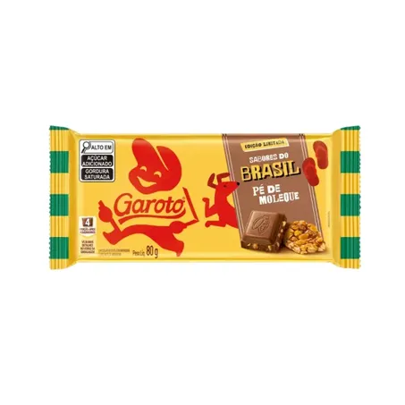 CHOCOLATE GAROTO BARRA PÉ DE MOLEQUE 80G