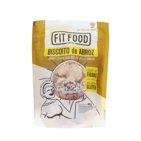 Biscoito de Arroz Fit Food Quinda Integrais e Linhaça Sachê 90gr