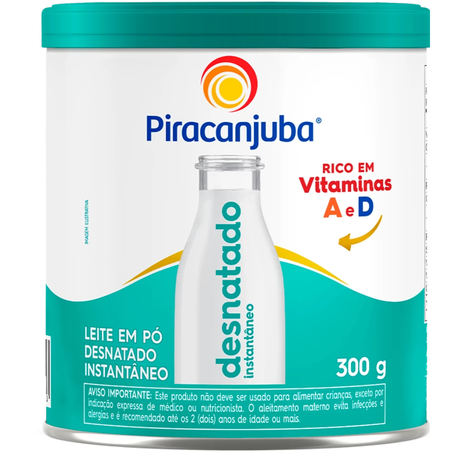 Leite po piracanjuba 300g lata desnatado instantaneo