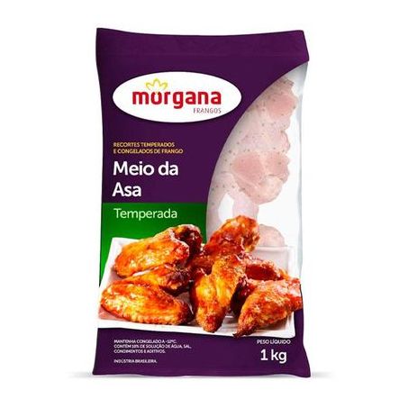 Meio da asa congelada temperada morgana 1kg