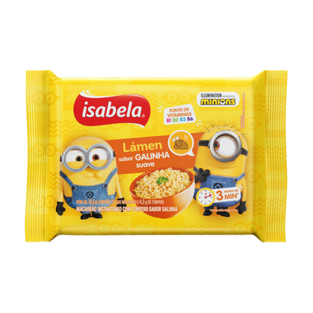 Macarrão instantâneo galinha suave minions isabela 74.3g