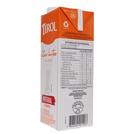 LEITE LONGA VIDA TIROL ZERO LACTOSE INTEGRAL 1L 360-24