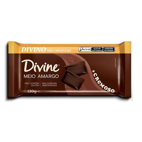 Chocolate divine +cremoso meio amargo 130g