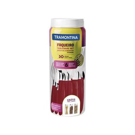 FAQUEIRO TRAMONTINA INOX 30PC IPANEMA VERMELHO