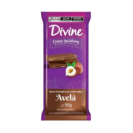 CHOCOLATE AO LEITE RECHEA C/CREME AVELA DIVINE 90G