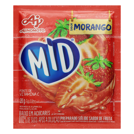 Refresco Em Pó Ajinomoto Mid Morango 20g 
 