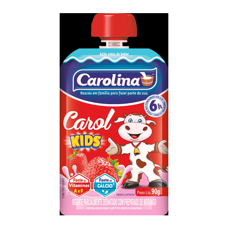 Iogurte de morango pouch carolina 90g