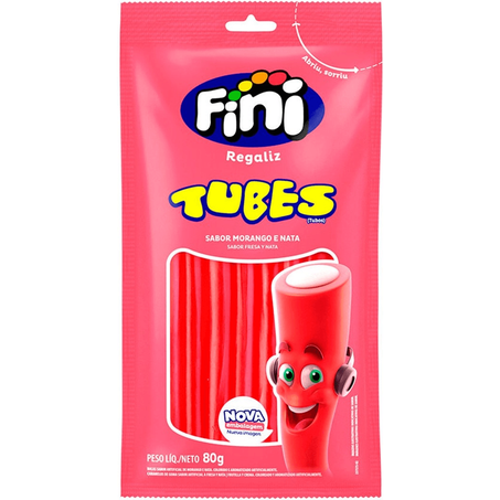 Bala fini tubes morango 80g
