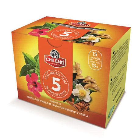 CHÁ MISTO CHILENO 5 INGREDIENTES COM 15 SACHÊS