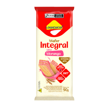 WAFER LOWCUCAR DIET 90G INTEGRAL MORANGO