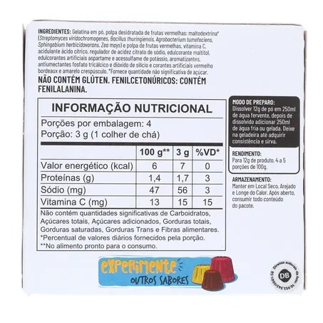 GELATINA APTI 12G ZERO FTAS VERMELHAS 360-18