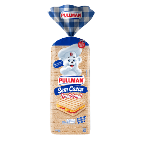 Pão de forma pullman sem casca tradicional pacote 450g