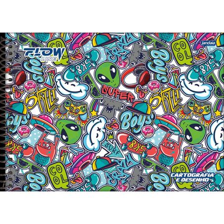 CADERNO DESENHO ESPIRAL CAPA DURA FLOW C/80 FOLHAS