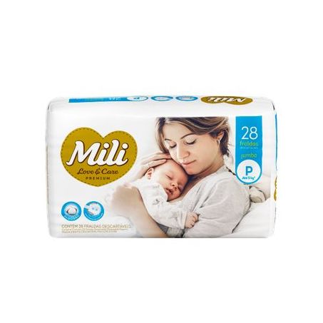FRALDAS MILI JUMBO LOVE CARE P 28UN