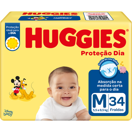Fralda huggies proteção dia m pacote c/3