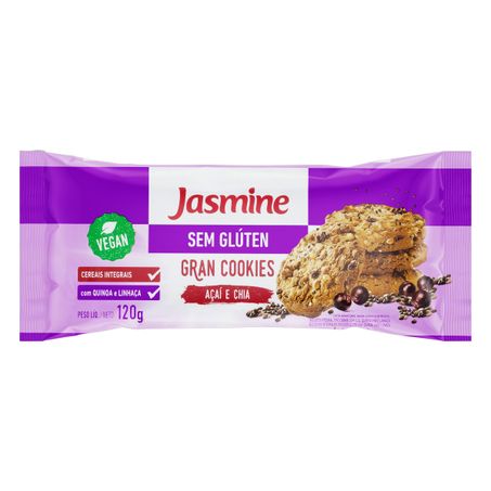 Biscoito Cookie Vegano Integral Açaí e Chia sem Glúten Jasmine Gran Cookies