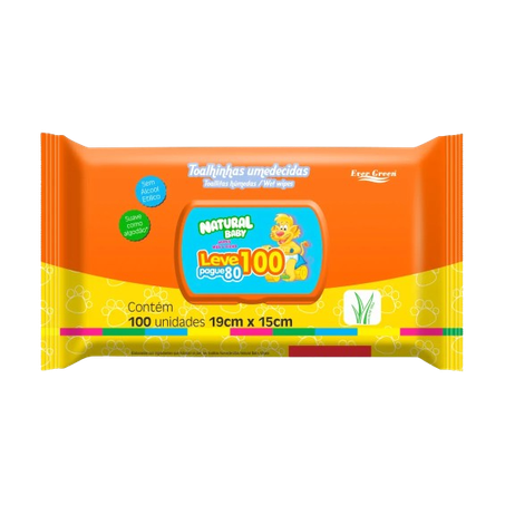 Toalhas umedecidas natural baby leve 100 pague 80