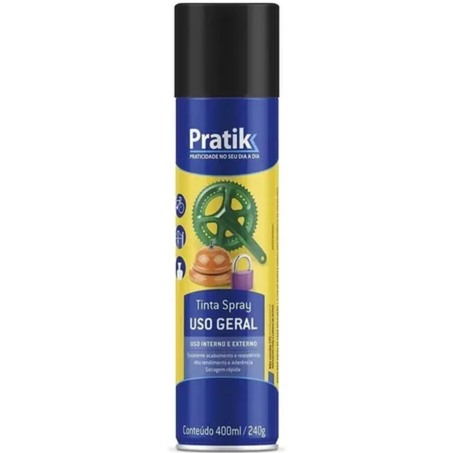 Pratik tinta spray preto brilhan para uso geral 400ml