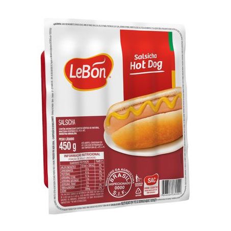 Salsicha hot dog lebon 450g**