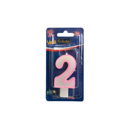 VELA GLITTER ROSA FESTCOLOR N2
