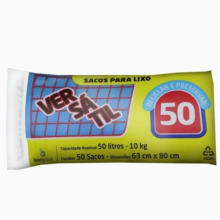 Saco de lixo versatil rolao 50l c/50