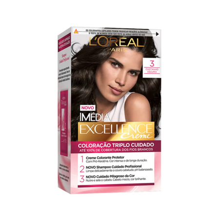 Tintura Para Cabelo L'oréal Imédia Excellence Castanho Escuro 3