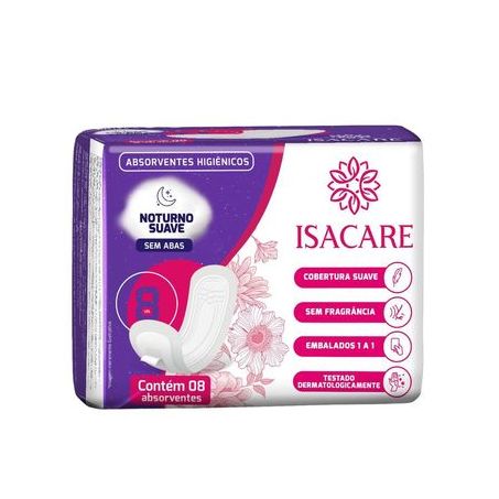 Absorvente isacare noturno s/a c/8