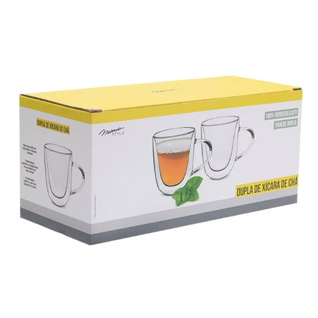 JOGO DE XÍCARA MIMO P/CHA C/2 190ML PAREDE DUPLA VD20138 360-1