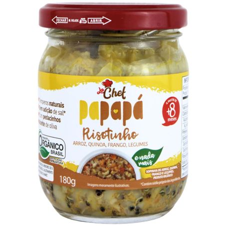 Papinha La Chef Risotinho Papapa 180g Organico Arroz Quinoa Frango Legumes