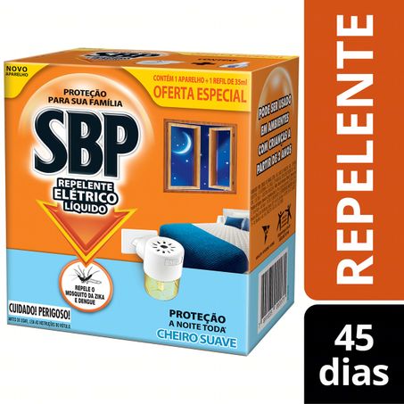 KIT APARELHO + REPELENTE ELÉTRICO LÍQUIDO CHEIRO SUAVE SBP 35ML REFIL